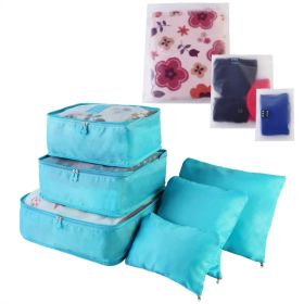 9Pcs Set Clothes Storage Bags Water-Resistant Travel Luggage Organizer Clothing Packing Cubes For Blouse Hosiery Stocking Underwear (Option: Blue-1Set9Pcs)