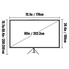 Tripod Projector Screen With Stand 80 Inch 16:9 4K HD Projection Screen Stand Wrinkle-Free Height Adjustable Portable Screen For Projector Indoor (Option: Multicolor)