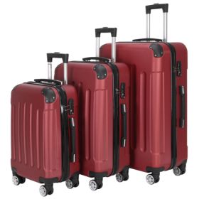 3-in-1 Swivel Wheel With Handle, 4 Corner Protectors, Trolley Box, 20in 24in 28in, ABS Aluminum Alloy Trolley, Classic Color - Burgundy (Option: Burgundy)
