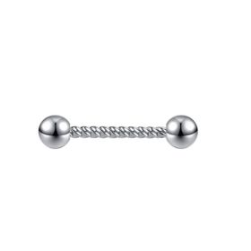 Stainless Steel Body Piercing Jewelry Straight Rod Fried Dough Twist Tongue Nail (Color: Rose Gold, size: 1.6x14x5)