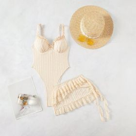 Ladies' Skirts And Jumpsuit Swimwear (Option: Milky White-L)